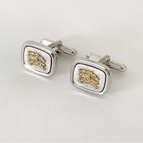 Burberry knight logo silver and gold cufflinks vintage - Picture 2 of 8